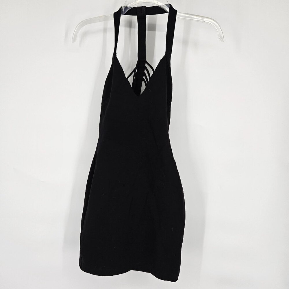 Mini Body Con Dress Extra Small Black Caged Strap Halter Racer Back USA - Picture 3 of 11